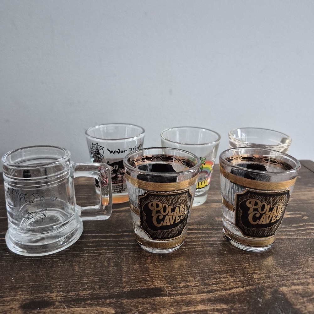 6 Vintage Shot Glasses
